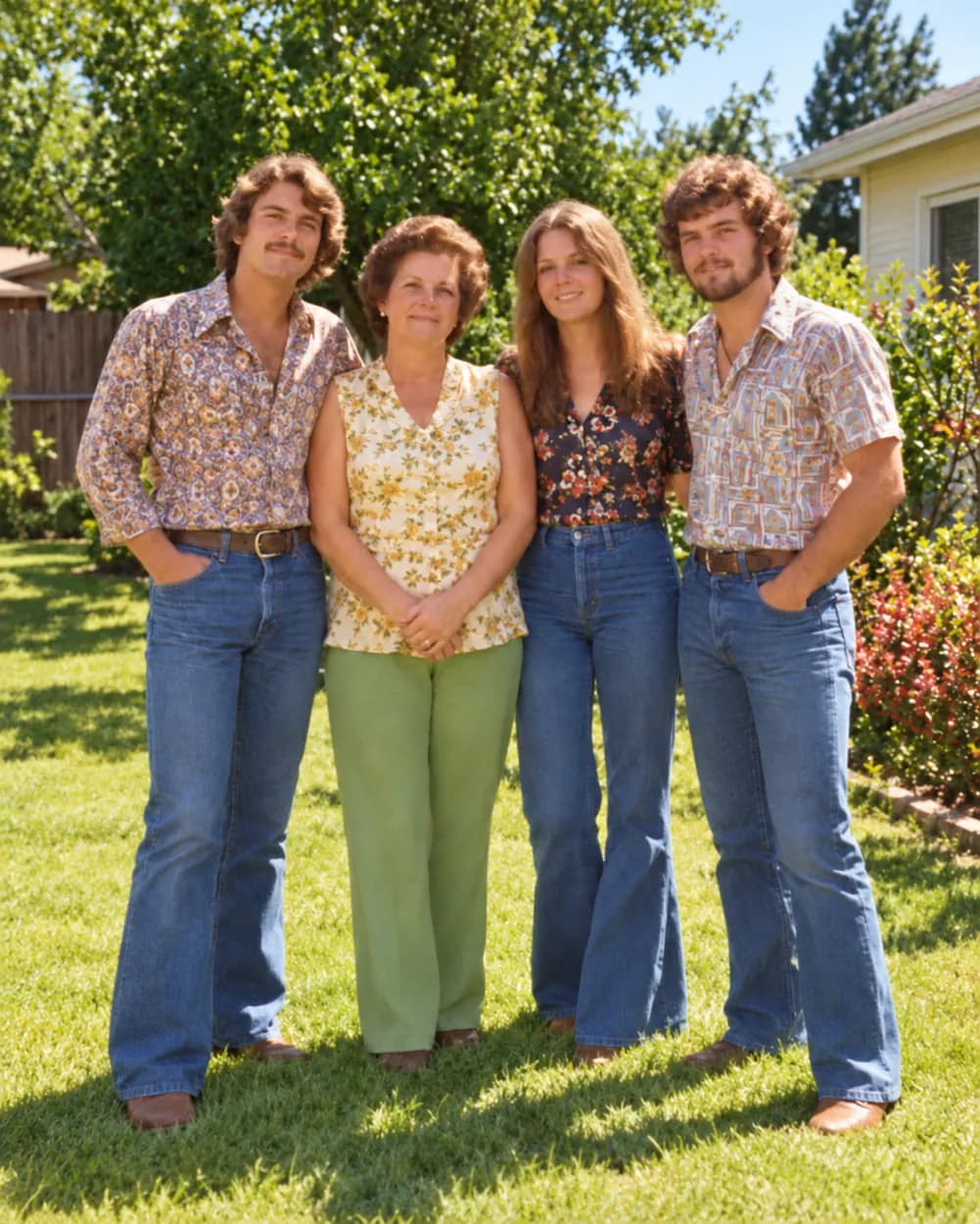Faded 1970s family snapshot restored with renewed contrast and natural color