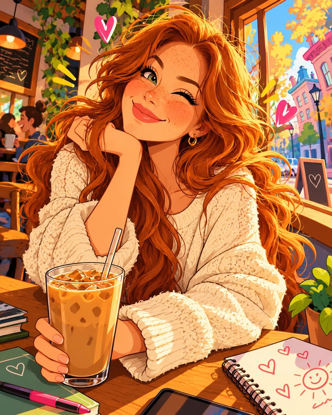 A portrait photo next to the same person redrawn as an anime illustration
