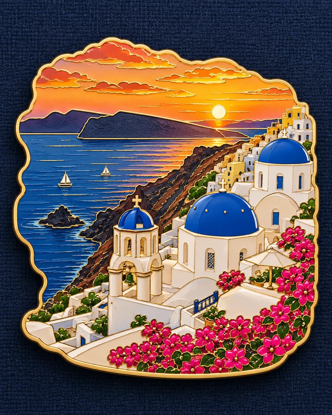 A landscape photo turned into a collectible enamel souvenir pin